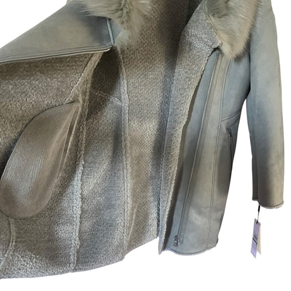 NWT Calvin Klein Asymmetrical Faux Shearling Grey LG (US 12-14) - Picture 7 of 12